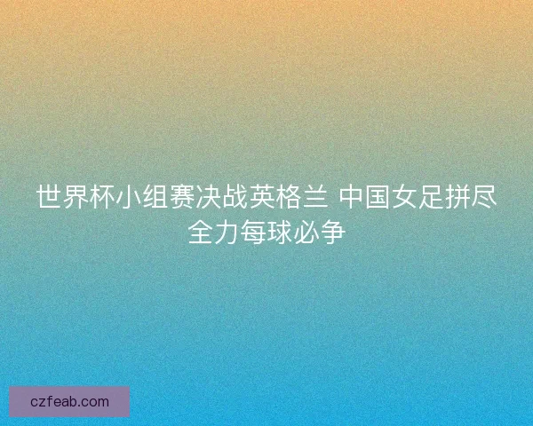 世界杯小组赛决战英格兰 中国女足拼尽全力每球必争