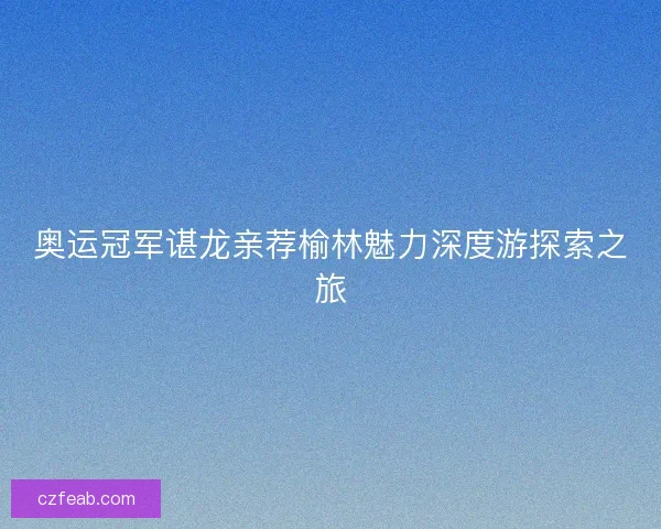 奥运冠军谌龙亲荐榆林魅力深度游探索之旅